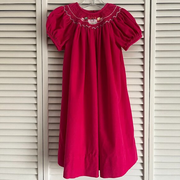 Amanda Remembered smocked corduroy birthday dress Pink girl's size 4T rare